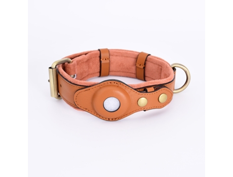 Collar para Perro Compatible con Airtag, arneses y Correas Hecho de Cuero Vegano con Soporte para Dispositivo de Rastreo de Perros, S, marrón ZMDEC...