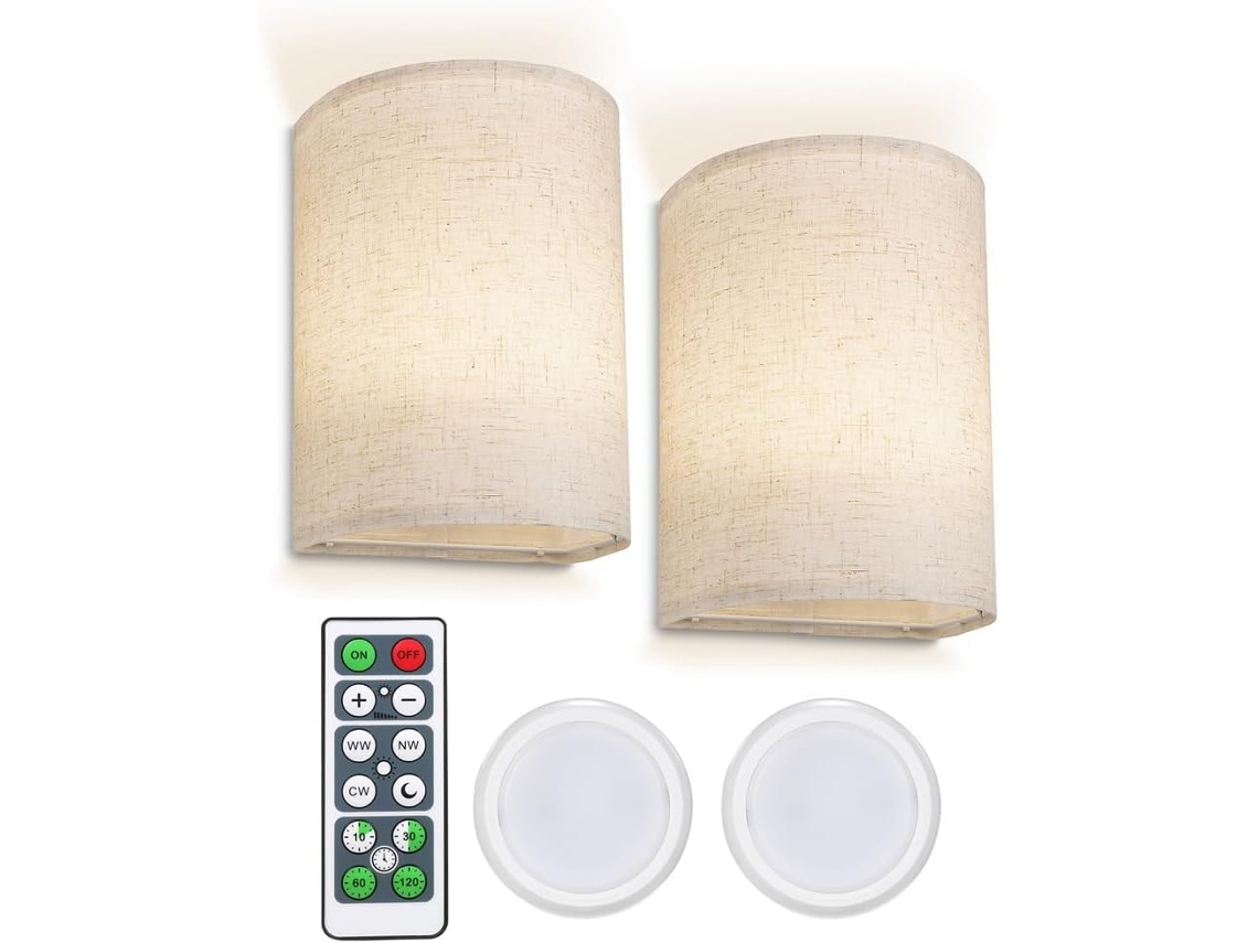 Lámpara de pared de tela retro con pantalla ajustable para dormitorio y sala de estar, instalación Sí Gokoco