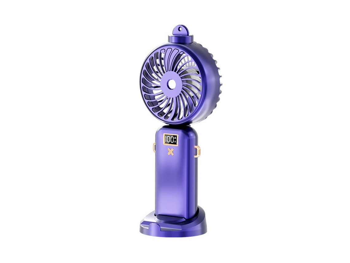 Ventilador nebulizador portátil, 5 velocidades, plegable, morado