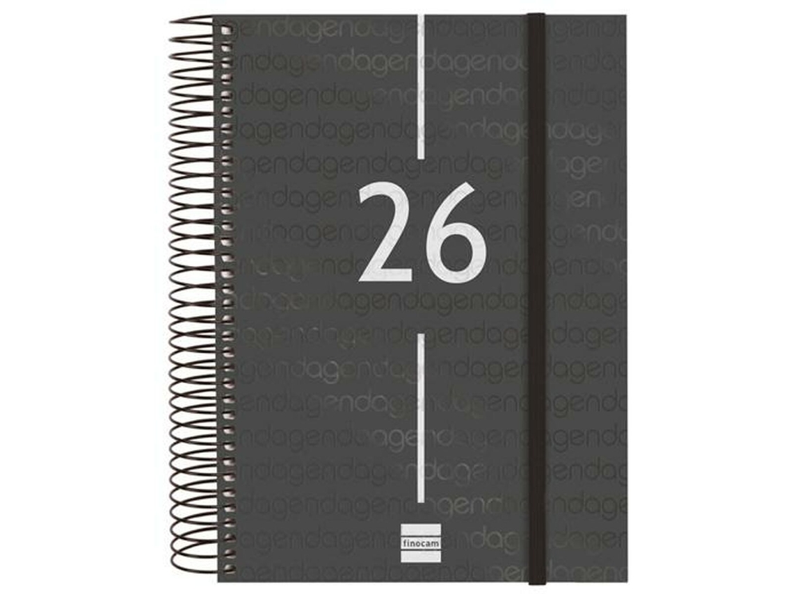 Agenda negra Finocam Year A5 15,5 x 21,2 cm 2026