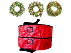 Bolsa de gran capacidad para guardar coronas navideñas con doble cremallera