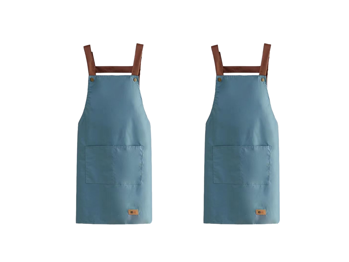 Delantal Con Babero Ajustable 2 Piezas Impermeable Con 2 Bolsillos Cocina Delantal De Cocinero Color Sólido