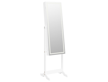 Espejo de pie VIDAXL con joyero y luces LED blanco