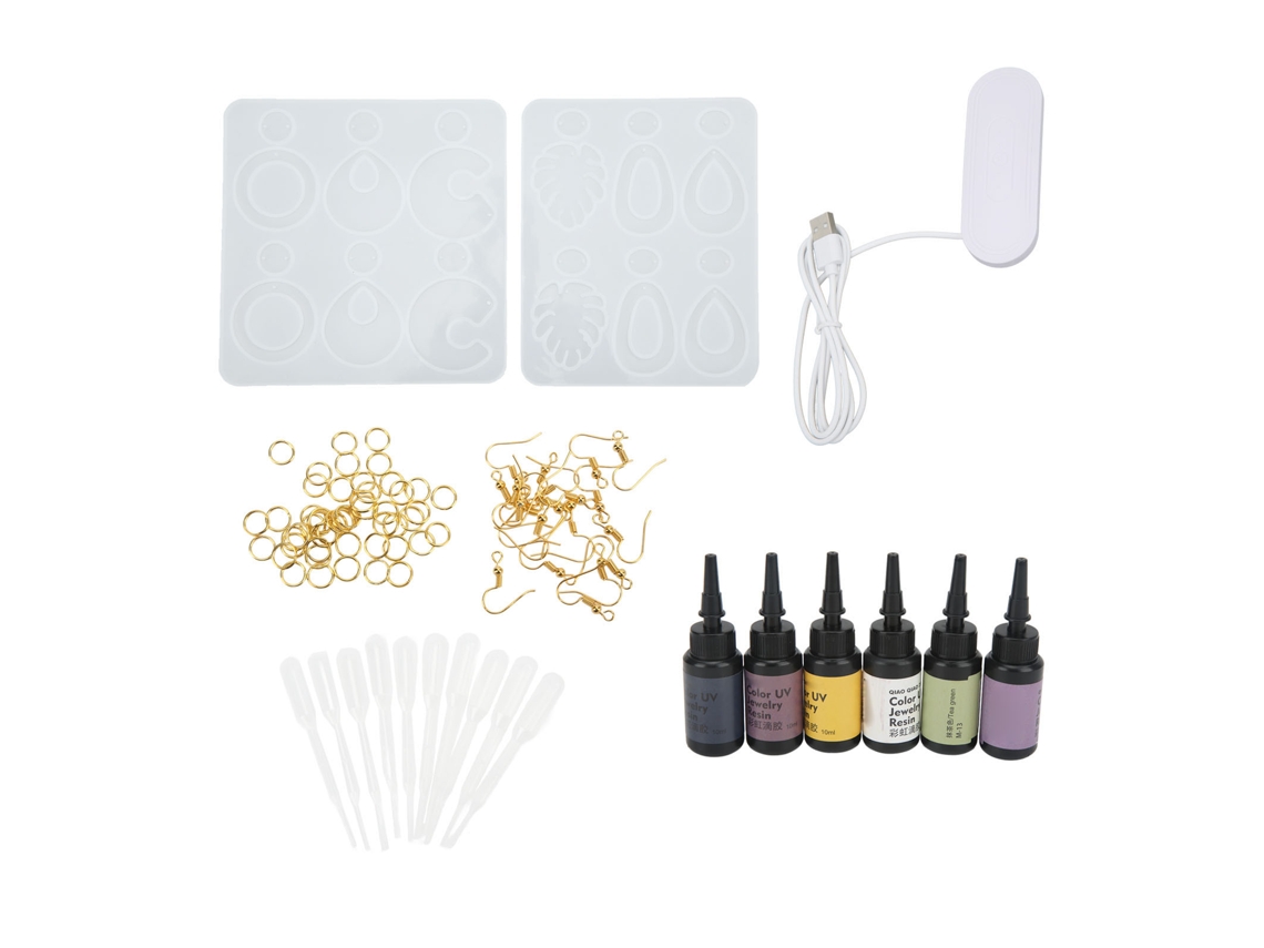Moldes De Resina Para Pendientes Con Lámpara Uv Kit Diy Para Joyería