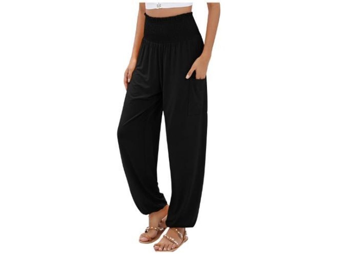 2026-pantalones Harem De Yoga Para Mujer De Cintura Alta Con Bolsillos Boho 3xl Negro
