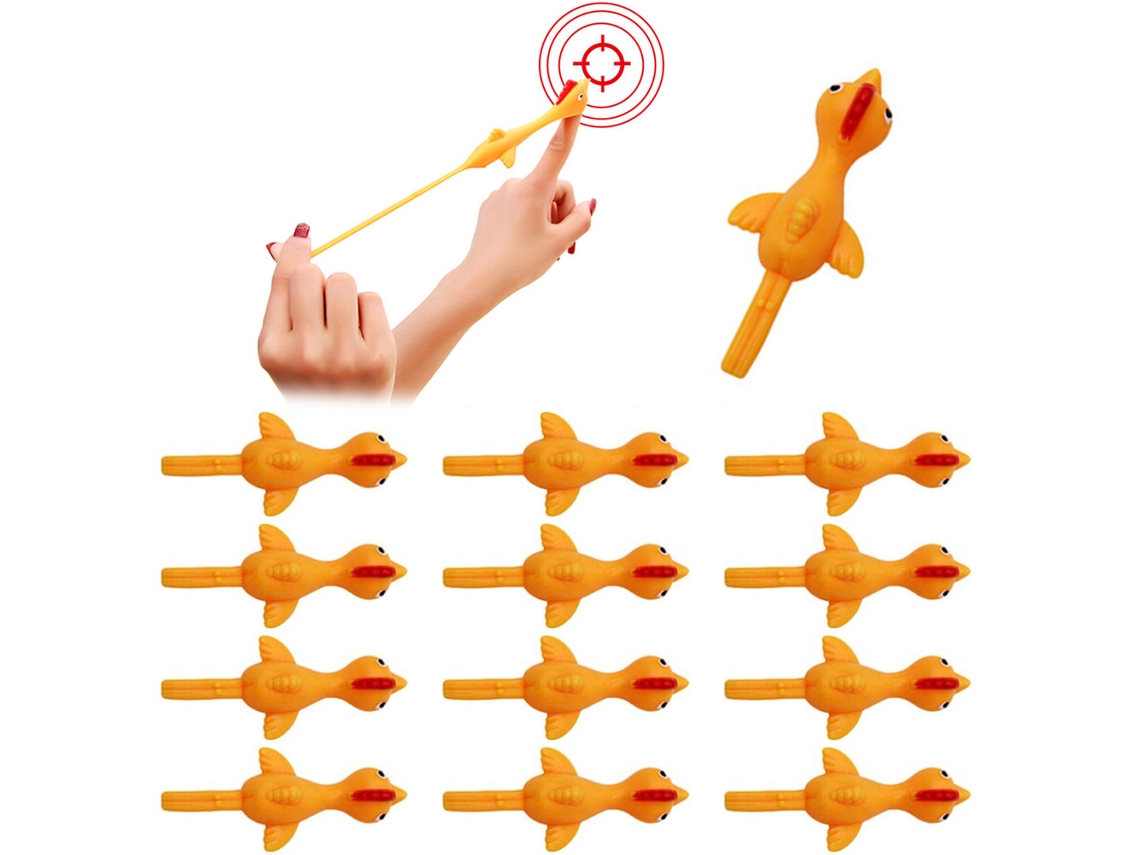 Ats-12 Piezas Juguete De Pollo Tpr Para Lanzar Elástico Volador Para Niños