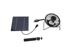 Ventilador solar policristalino de 5 W para acampar al aire libre, viajar y para perros.