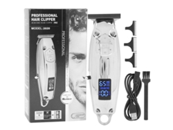 Aparador De Cabelo Elétrico Lcd Com Lâmina De Aço Alto Carbono Para Homens Potente 1200mah Prata