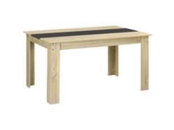 Mesa de comedor CHEZMOI en madera natural y negra.