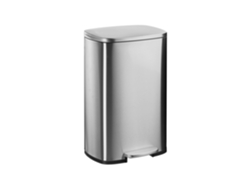 Relaxdays Cubo Basura Baño 50 Litros, Papelera Cocina Cierre Suave, Pedal, Bote Residuos Rectangular Extraíble, Plateado