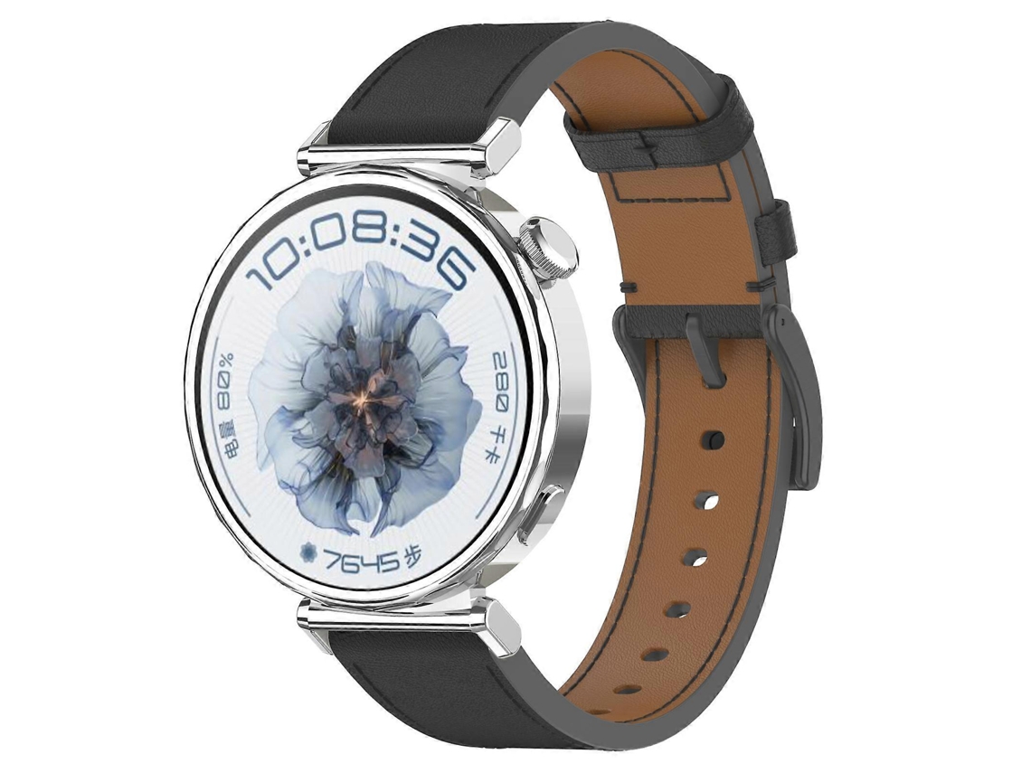 Correa de cuero de 18 mm con botón pulsador para Huawei Watch GT5 Pro de 42 mm.