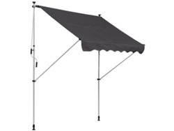 VPMKP - Toldo retráctil manual Outsunny 2x1,5x1,7-2,8 m inclinación ajustable instalación sin perforación balcón aluminio poliéster gris