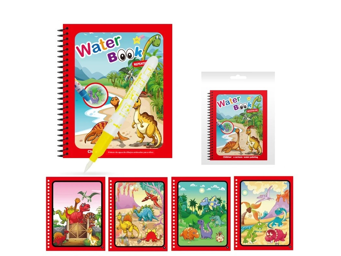 Libro Para Colorear Reutilizable De Dinosaurios, Libro Mágico De Acuarela, Juguete Para Niños.