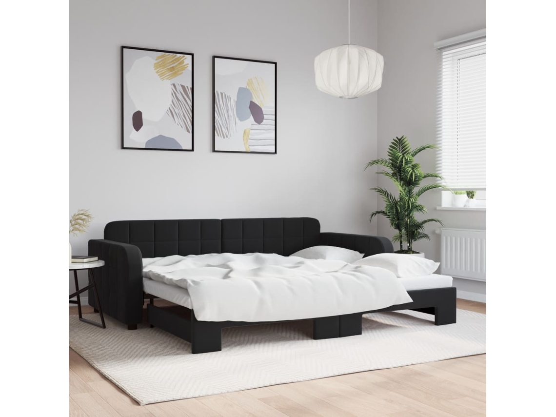 Sofá Cama Nido Terciopelo Negro 90x200 Cm