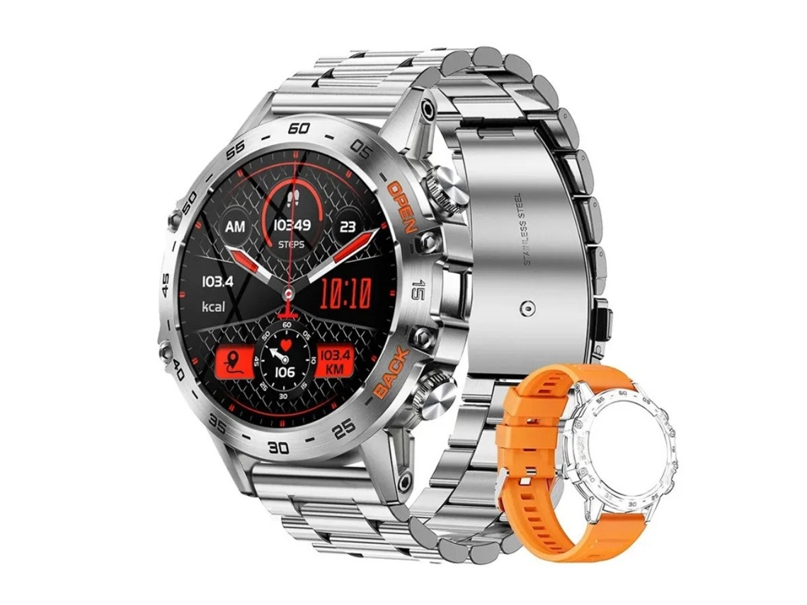 Smartwatch Militar Para Hombre, Con Llamadas De Voz Y Bluetooth, Compatible Con Teléfonos Android E Ios, Plata