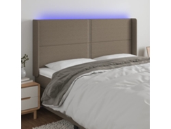 Cabecero Con Led De Tela Gris Taupe 183x16x118/128 Cm