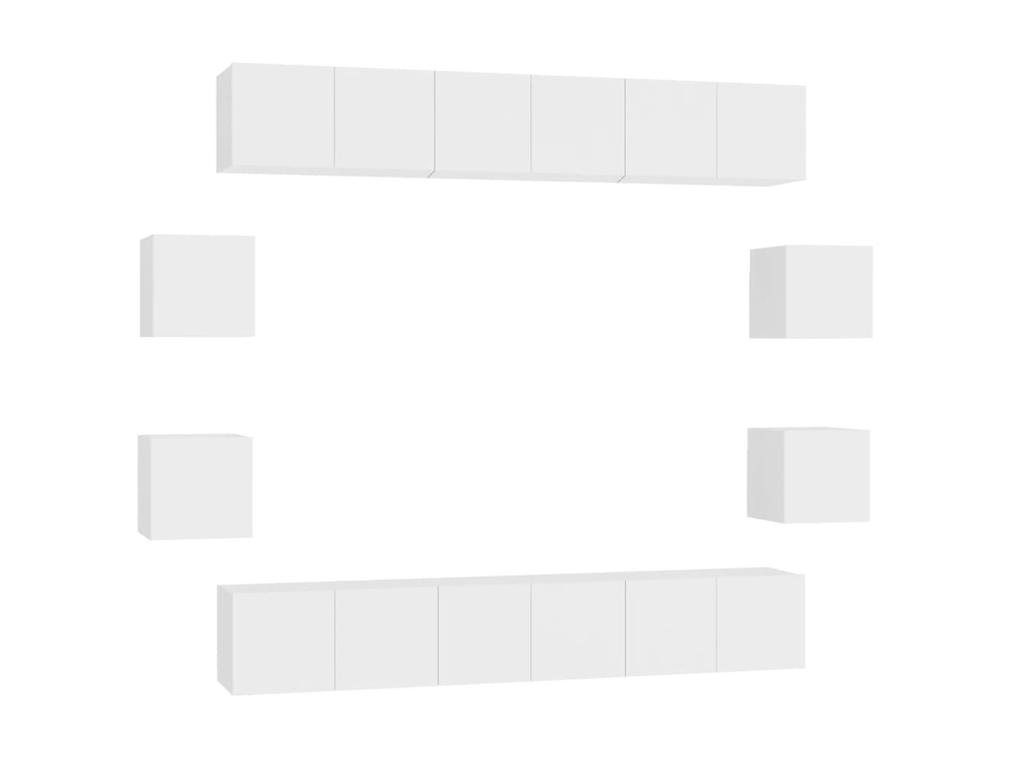 Conjunto de muebles para TV de 10 piezas de madera contrachapada blanca EXCLUSIVA DE MAISON