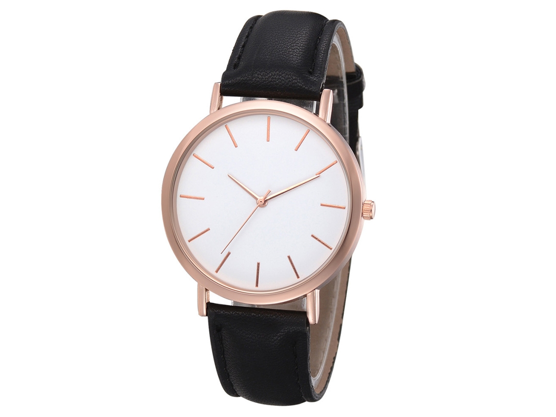 Elegante Reloj De Pulsera Informal Para Mujer Con Correa De Pu Y Movimiento De Cuarzo Negro.