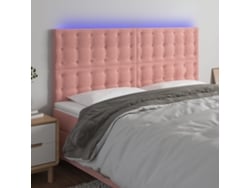 Cabecero Con Luces Led Terciopelo Rosa 180x5x118/128 Cm