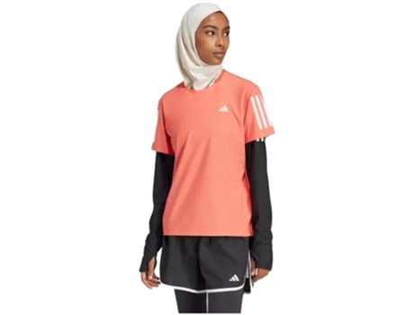 Camiseta de Mujer ADIDAS Corta Own The Run Rosa (S)