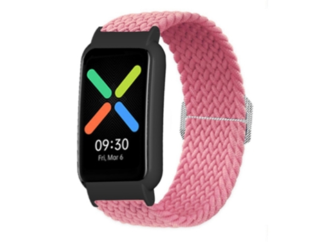 Correa de nailon con elástico de punto para Oppo Watch - rosa/negro