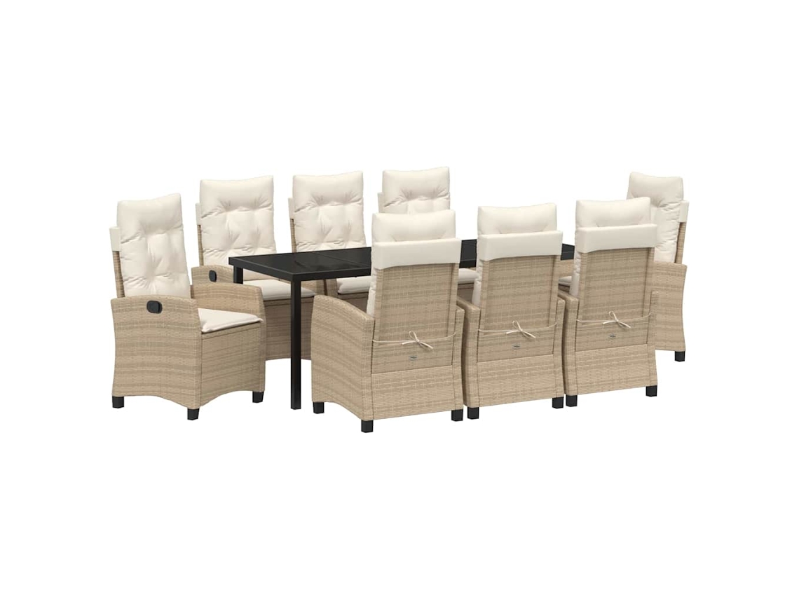 Maison Exclusive - Conjunto De Comedor De Jardín 9 Pcs Beige Ratán Sintético