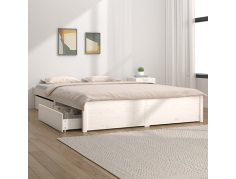 vidaXL Estructura de cama con cajones 135x190 cm 4FT6 blanco doble