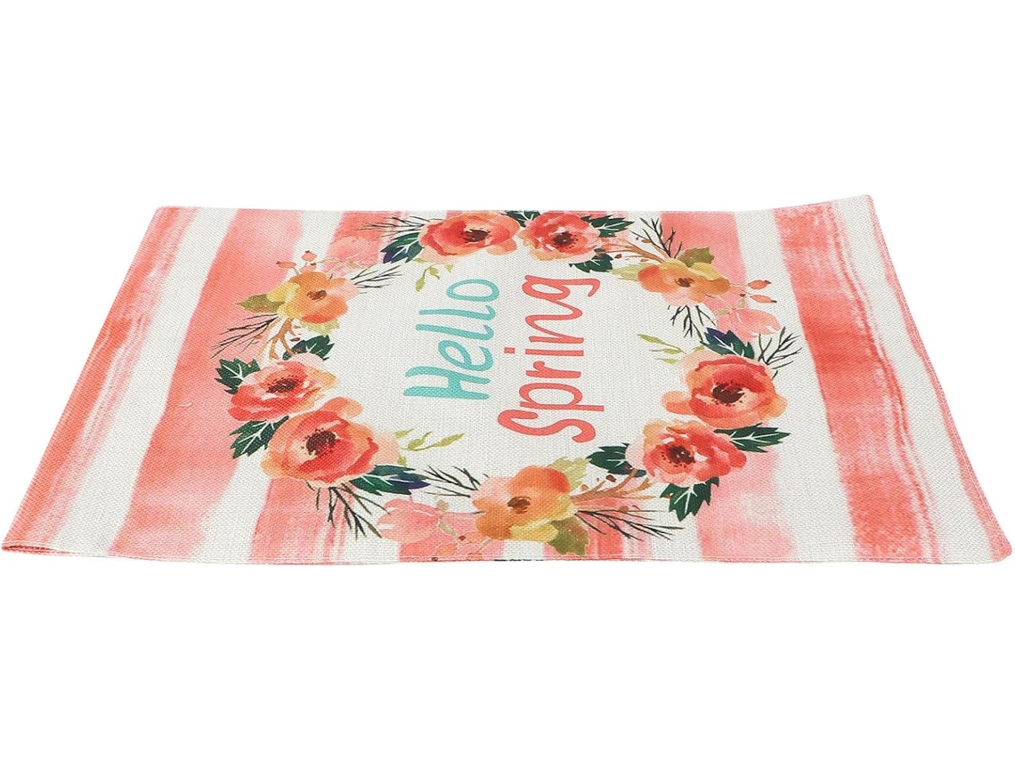 Bandera De Jardín Exterior Kichouse Con Motivo Primaveral, 47 X 32 Cm, Tela De Lino A La Intemperie, Impresión A Doble