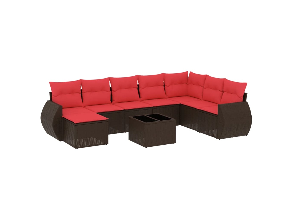 Maison Exclusive - Conjunto De Sofá De Jardín De 9 Piezas Con Cojines, De Poliratán Marrón