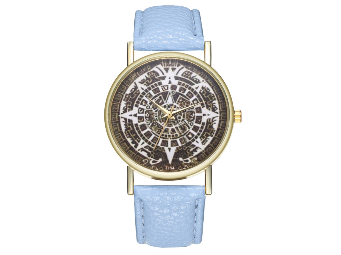 Reloj De Pulsera Analógico De Cuarzo Con Correa De Poliuretano, Estilo Moderno (azul Claro)