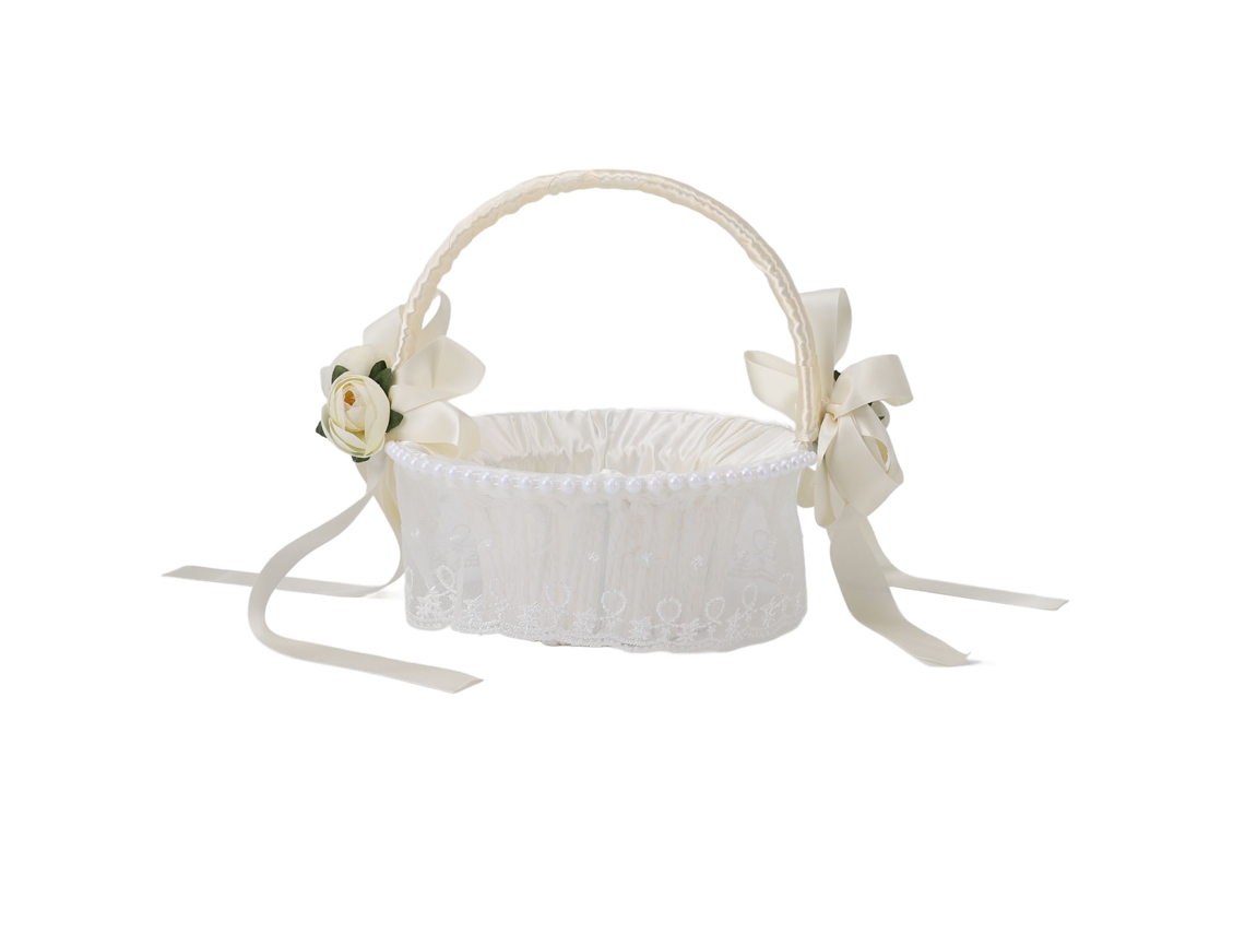 Cesta Romántica, Elegante Y Ligera Para La Novia, Tejida A Mano, Con Pétalos, 5798