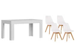 Pack Mesa Extensible de Comedor o Cocina Blanco 4 Sillas Nordic Blanco SALDOSYSTOCKS