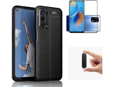 Kit Carcasa, Protector Y Soporte Oppo A74 5G Rugged Leather