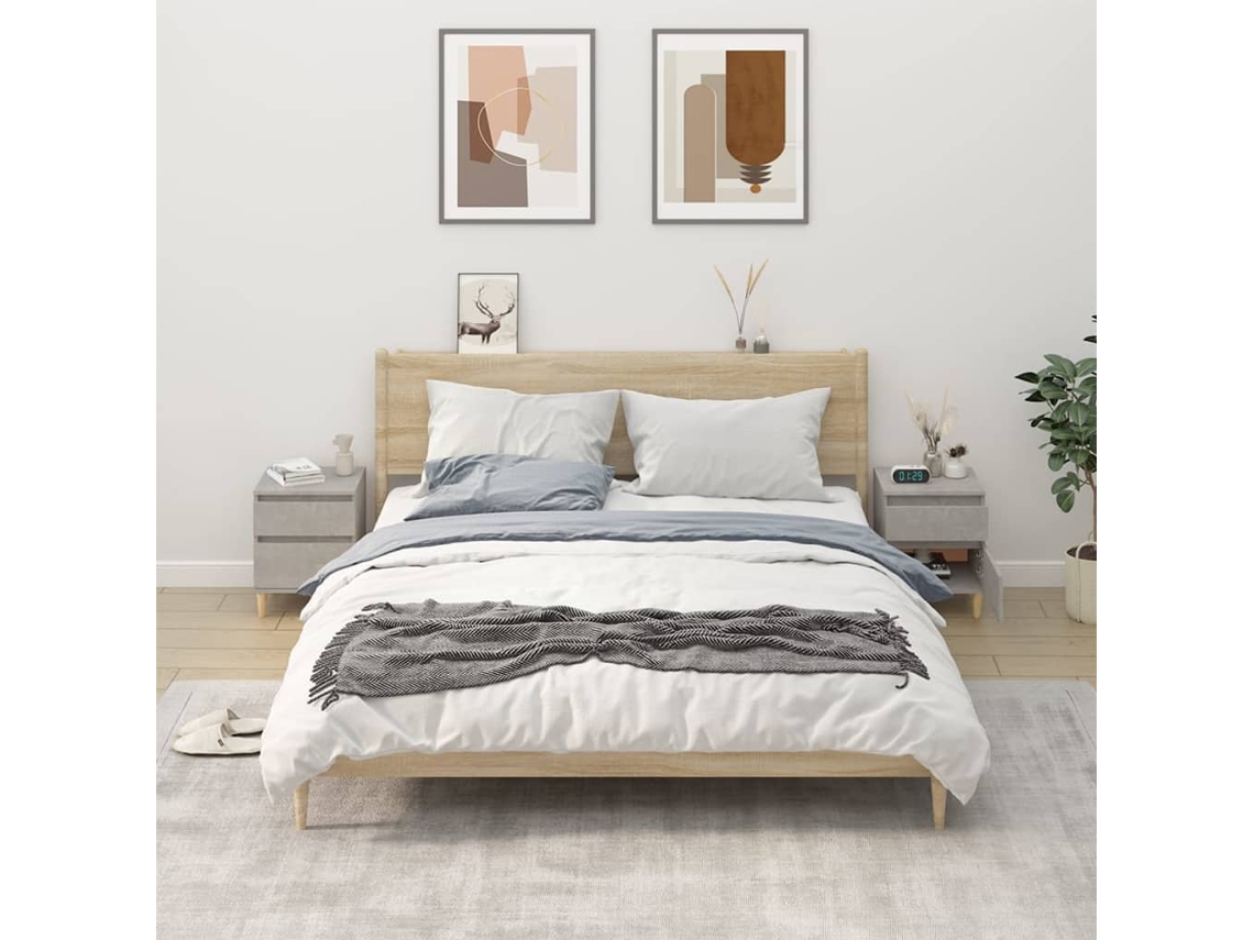 Mesitas de Noche 2 Pzs 40X35X50 Cm Gris Cemento
