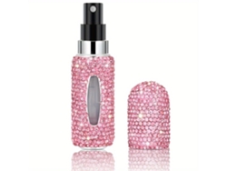 (rosa) Botella De Perfume Portátil Reutilizable De 5 Ml Con Boquilla Rociadora De Diamante Brillante
