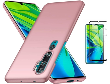 Kit Carcasa y Protector Cristal Curvado Xiaomi Mi Note 10 Pro Turtleshell Rosa
