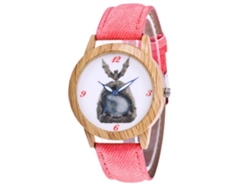 Reloj De Cuarzo Casual Para Hombres Mujeres Niñas Dial Redondo Correa De Denim Rosa