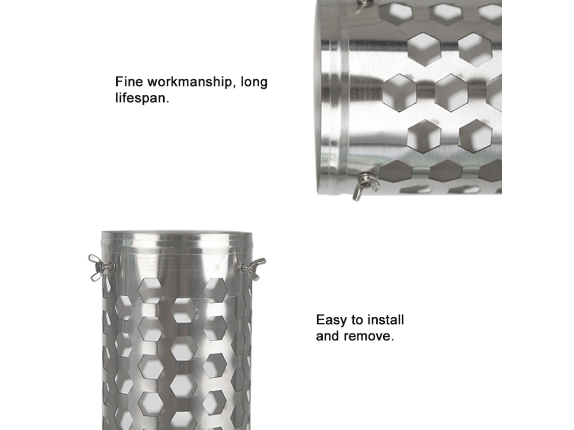 Tubo de chimenea anticalor de acero inoxidable para estufas de camping.