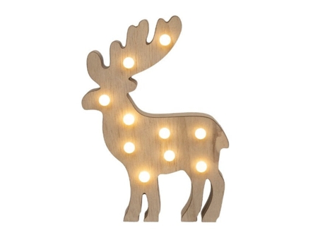 Figura Decoración LED de madera con diseño Reno 24cm