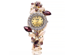 Reloj De Pulsera De Cuarzo Para Mujer Con Correa De Aleación Y Diamantes De Imitación Morados.