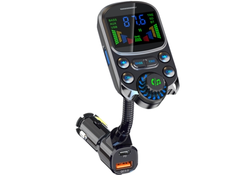 Transmisor FM inalámbrico Bluetooth Reproductor de MP3 para coche Multifuncional CZ-MP3-36 Negro PETHUEL