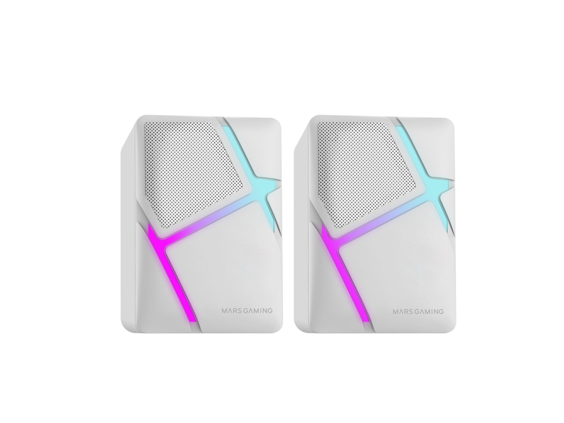 Altavoces Compactos RGB 10W MARS GAMING MS-H Drivers Invertidos y Sonido 3D-Surround Jack 3.5mm Blanco