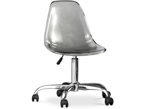 Silla de Oficina con Ruedas Lucy Transparente Silla de Escritorio Giratoria 56x47cm PRIVATEFLOOR