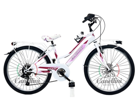 Bicicleta de niña LINCY 24 - 6 velocidades (Blanco/rosa) BICICLETTE CANELLINI