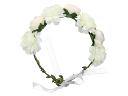 Corona De Flores Ajustable Para Mujer Guirnalda Floral Artificial Para Cabello Diadema Headband Blanco