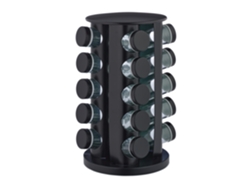 Relaxdays Especiero Giratorio Con 20 Botes, Con Dosificadores, Rotatorio, Soporte Especias Reutilizable De Cocina, Negro