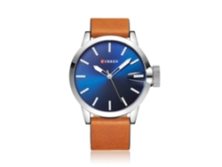 Reloj De Cuarzo De Moda Para Hombre, Resistente Al Agua, Con Correa De Piel Sintética Blanca Y Azul.