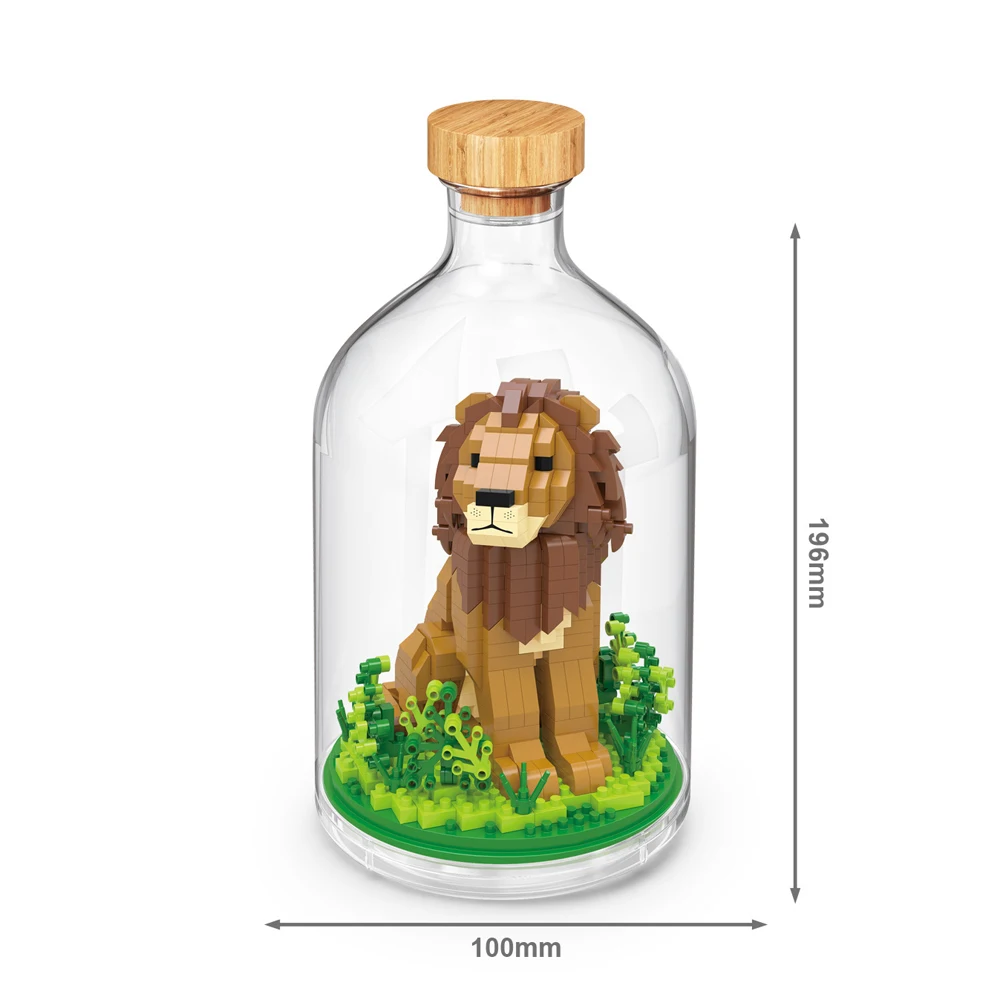 (león) Animal En Una Botella, Bloques De Construcción En Miniatura Creativos, Juguete Educativo, Bloques De Construcción Nano