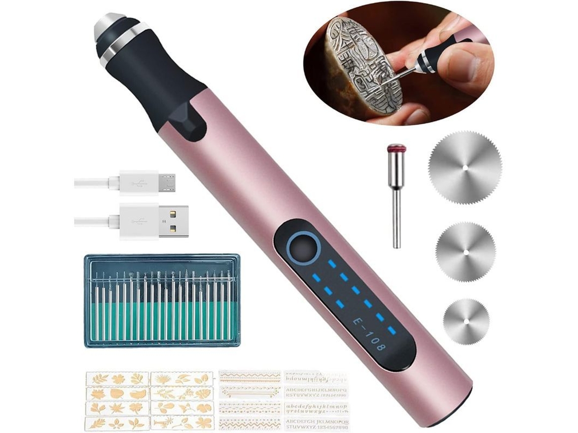 Bolígrafo De Grabado Eléctrico Inalámbrico, Mini Herramienta De Grabado, 3 Velocidades Ajustables, Recargable, Multifuncional.