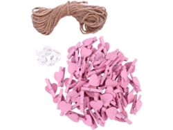 Juego de clips de plástico con forma de corazón, con cuerda, para colgar fotos, decoraciones navideñas, incluso en rosa, DIY GOKOCO